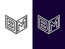 initial bokstav bm minimalistisk och modern 3d-logotypdesign vektor
