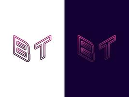 initial bokstav bt minimalistisk och modern 3d-logotypdesign vektor