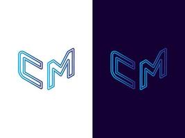 initial bokstav cm minimalistisk och modern 3d-logotypdesign vektor