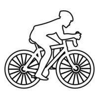 cyklist på cykel siluett ikonen svart färg illustration platt stil enkel bild vektor