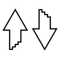 zwei Pfeile mit Sumulation 3D-Effekt für Upload- und Download-Symbol schwarze Farbe Abbildung flacher Stil einfaches Bild vektor