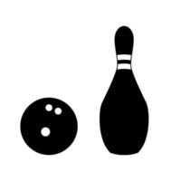 Pin und Bowlingkugel schwarzes Farbsymbol. vektor