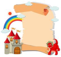 Papierdesign mit Drachen und Schloss vektor