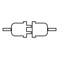 uttag och kontakt ikonen svart färg illustration platt stil enkel bild vektor