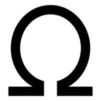 symbol omega symbol schwarz farbe illustration flacher stil einfaches bild vektor