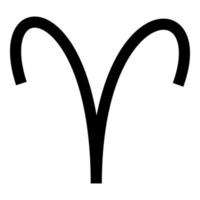 aries symbol ikon svart färg illustration platt stil enkel bild vektor