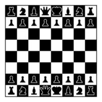 Schachbrett und Schachfiguren Linienfiguren Symbol Farbe schwarz Abbildung: Flat Style simple Image vektor