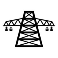 elektrisk stolpe stolpe hög spänning set linje ikon svart färg illustration platt stil enkel bild vektor