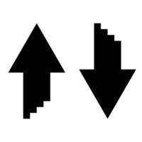 zwei Pfeile mit Sumulation 3D-Effekt für Upload- und Download-Symbol schwarze Farbe Abbildung flacher Stil einfaches Bild vektor