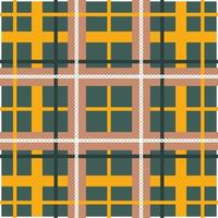 kariertes nahtloses muster des tartans. beige senfkäfig auf grünem hintergrunddesign für stoff. Vektor-Illustration. vektor