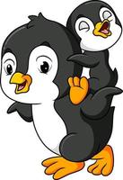den stora pingvinen lyfter babypingvinen vektor