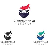 söt ninja ansikte logotyp karaktär design mall vektor