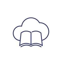 Bücher im Cloud-Liniensymbol vektor