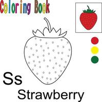 Cartoon-Erdbeere. Malbuch mit einem Obstthema. Vektor-Illustration-Grafik. gut für Kinder zum Lernen und Ausmalen. vektor