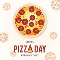 glad pizza dag 9 februari illustration platt design vektor