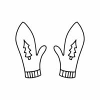 Winterhandschuh im Doodle-Stil. Vektor lineares Symbol. aufkleber für neujahr und weihnachten.