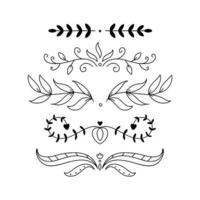 Satz von Musterelementen. dekorativer Zweig für die Dekoration von Hochzeitskarten. Verzierung im Doodle-Stil. vektor