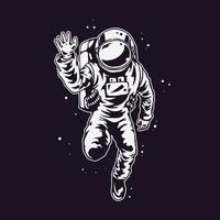 astronautillustration för t-shirtdesign vektor