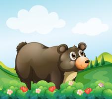 En stor brun björn i trädgården vektor