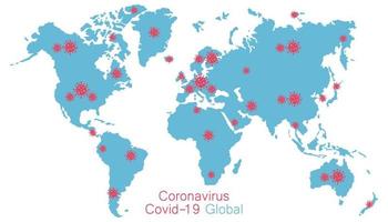 coronavirus auf der ganzen welt, die ausbreitung des neuartigen coronavirus, covid-2019, gefährlicher virus, pandemie vektor