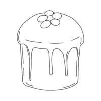 Ostern Cupcake isoliert auf weißem Hintergrund. handgezeichnete Strichzeichnung. doodles.round kuchen mit eiern.für textilien, postkarten und schmuck. Vektor