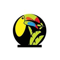 rolig färgglad toucan logotyp maskot tecknad vektorillustration vektor