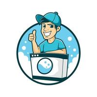 Wäsche-Cartoon-Logo, Wäsche-Charakter-Design-Vektorillustration vektor
