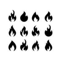 Feuerflammen, Vektorsymbole setzen. Vektor isoliert Feuer Emoji