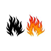 Feuerflammen, Vektorsymbole setzen. Vektor isoliert Feuer Emoji