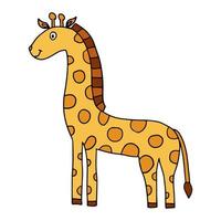 Cartoon Doodle lineare Giraffe isoliert auf weißem Hintergrund. kindlicher Stil. vektor