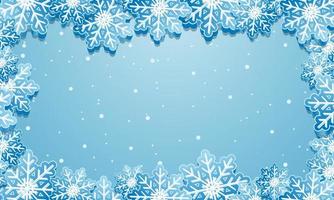 vinter bakgrund med snöflingor. blå vinter banner med snöflingor. vektor illustration