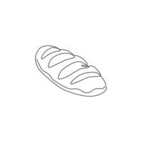 en kontinuerlig linjeteckning av färska läckra franska långa tunna limpa bröd restaurang logotyp emblem. baguette café butik logotyp mall koncept. moderna en rad rita design vektorillustration vektor