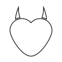 Herz mit Symbol für schwarze Farbe des Teufelshorns. vektor