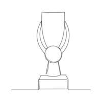 kontinuerlig linjeteckning av guld trofé cup award. singel one line art of vinnarprestationstrofé. vektor illustration