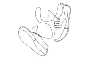 kontinuerlig linjeteckning av casual sneakers skor. enda en linje konst av sportskor. vektor illustration