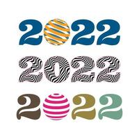 3 Satz von 2022 Neujahr Logo-Text-Effekt-Konzept. Sammlung von 2022 Nummernentwurfsvorlagen. vektor