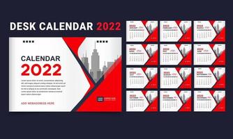 monatliche Tischkalendervorlage für das Jahr 2022 vektor