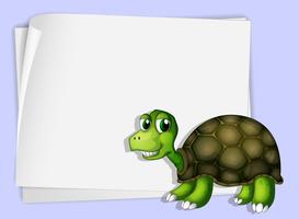 Eine Schildkröte neben einem leeren Papier vektor