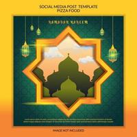 ramadan social media post, banner, tapete mit grünem hintergrund vektor