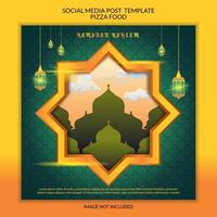 ramadan inlägg på sociala medier, banner, tapeter med grön bakgrund vektor