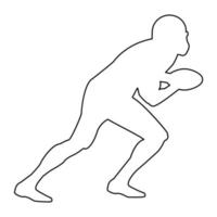 amerikansk fotbollsspelare kontur kontur linje ikon svart färg vektor illustration bild tunn platt stil