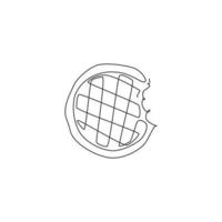 eine einzige Strichzeichnung von frischen Waffeln beißt Shop-Logo-Grafik-Vektorillustration. frühstücksmenü und restaurantabzeichenkonzept. modernes Street-Food-Logo mit durchgehender Linienführung vektor