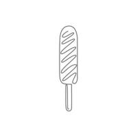 enda kontinuerlig linjeritning av stiliserade popsicles butikslogotypetikett. emblem söt ispinne dessert koncept. modern en rad ritning design vektorillustration för café, butik eller mat leveransservice vektor