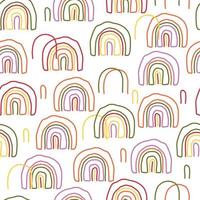 sömlös flerfärgad mönster bakgrund med hand rita kurva regnbåge, barn mönster vektor