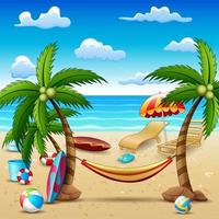 Sommerurlaub Strand und Kokospalmen Hintergrund vektor