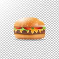 großer Burger, Vektorsymbol mit transparentem Hintergrund vektor