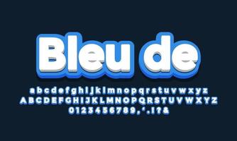 Modernes Blau mit weißem 3D-Schrifteffekt oder Texteffektdesign vektor