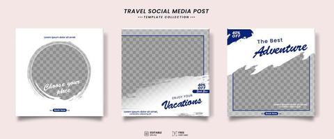 satz von bearbeitbaren reiseverkaufsbannerpostvorlagen für soziale medien vektor