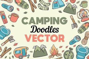 Camping Kritzeleien Vektor Hintergrund im Cartoon-Stil