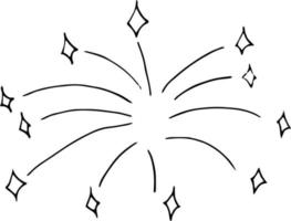 Feuerwerk handgezeichnetes Gekritzel. Vektor, Minimalismus, Monochrom. Symbol, Aufkleber. feier neujahr unabhängigkeitstag geburtstag vektor